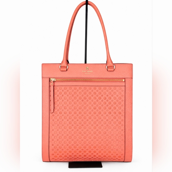 kate spade Handbags - KATE SPADE NEW YORK Leather Coral Perforated Tote Bag – Structured Shoulder Bag